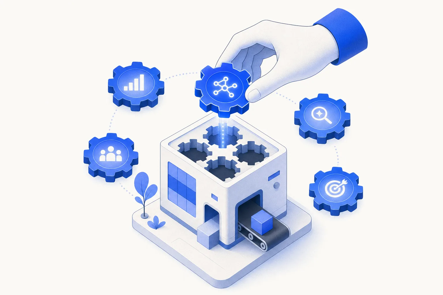 Ilustração editorial em tons de azul representando o artigo: 5 skills de IA que toda PME deveria ter rodando (e como criar a primeira hoje)