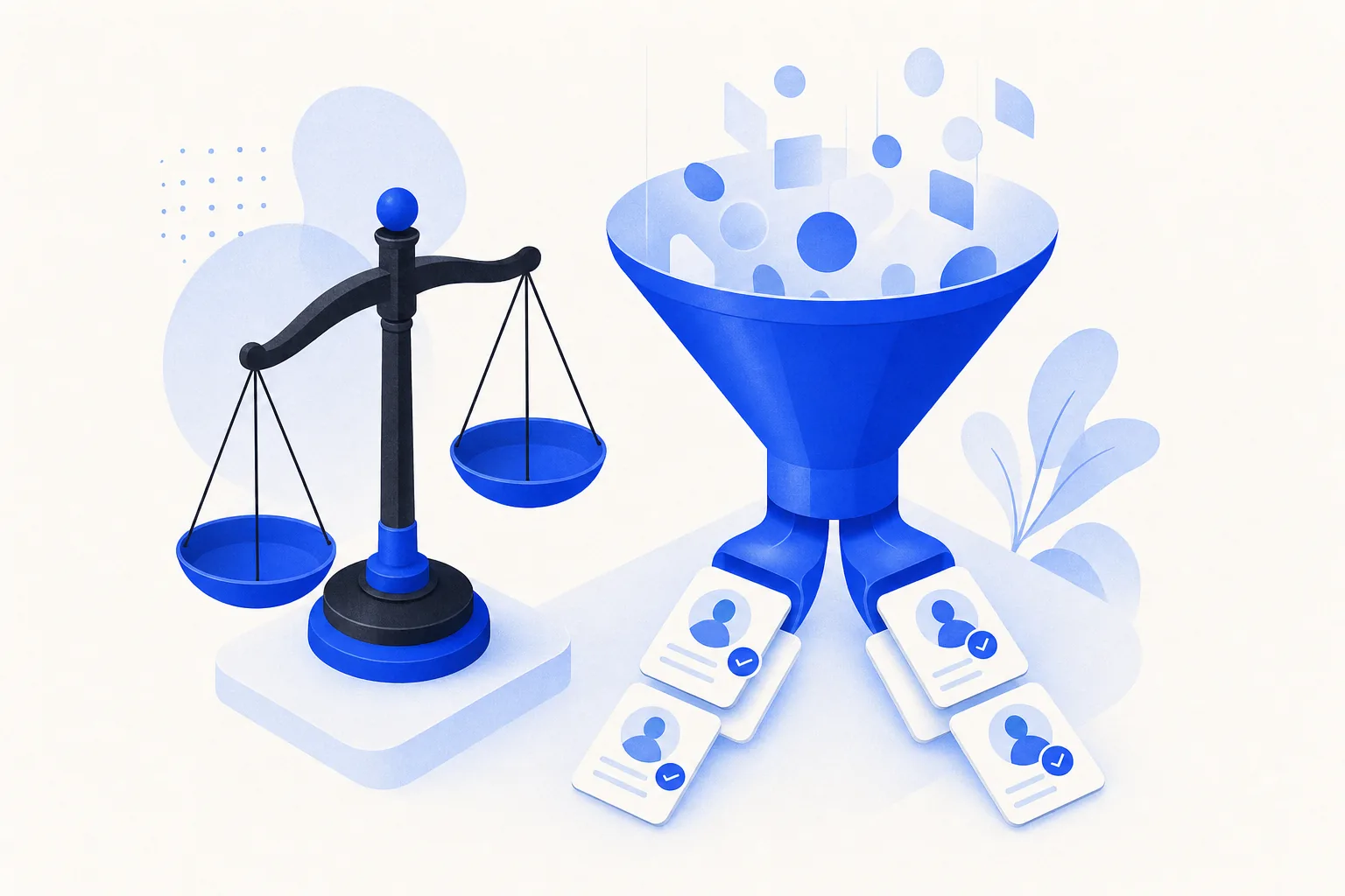 Ilustração editorial em tons de azul representando o artigo: Escritório jurídico automatizou qualificação de cliente e dobrou a taxa de conversão