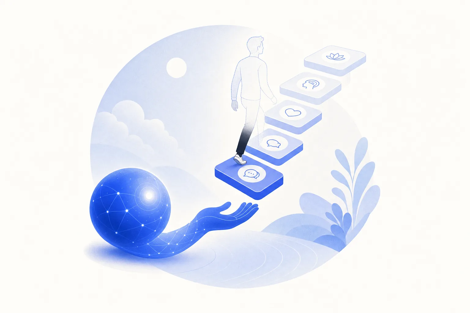 Ilustração editorial em tons de azul representando o artigo: Paciente sumiu no meio do tratamento: o que fazer na ortodontia e na estética