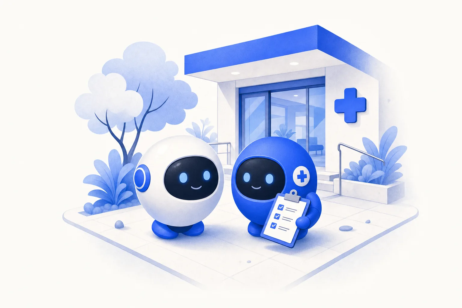 Ilustração editorial em tons de azul representando o artigo: Super SDR genérico ou especialista em clínicas: qual escolher