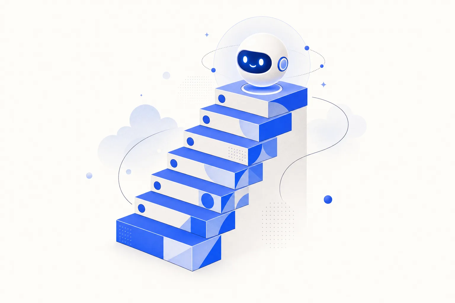 Ilustração editorial em tons de azul representando o artigo: Como configurar um Super SDR no WhatsApp em 7 passos (sem precisar de dev)