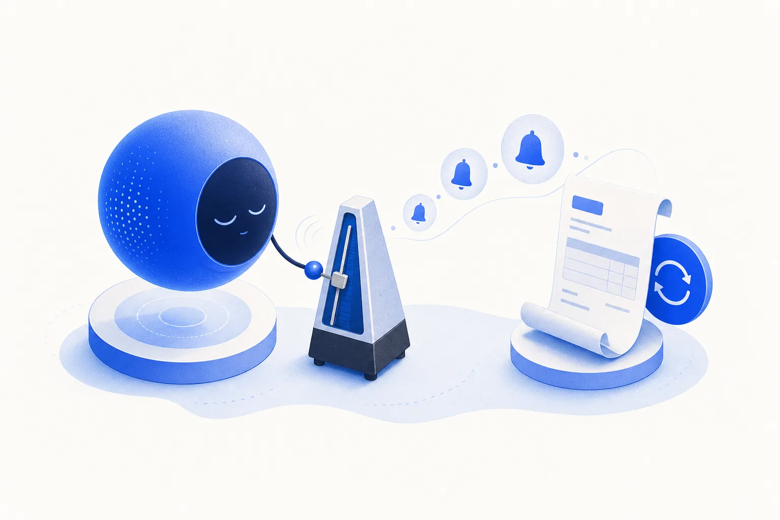 Ilustração editorial em tons de azul representando o artigo: Cobrança recorrente de honorário contábil: o fluxo de WhatsApp que reduz inadimplência sem soar rude