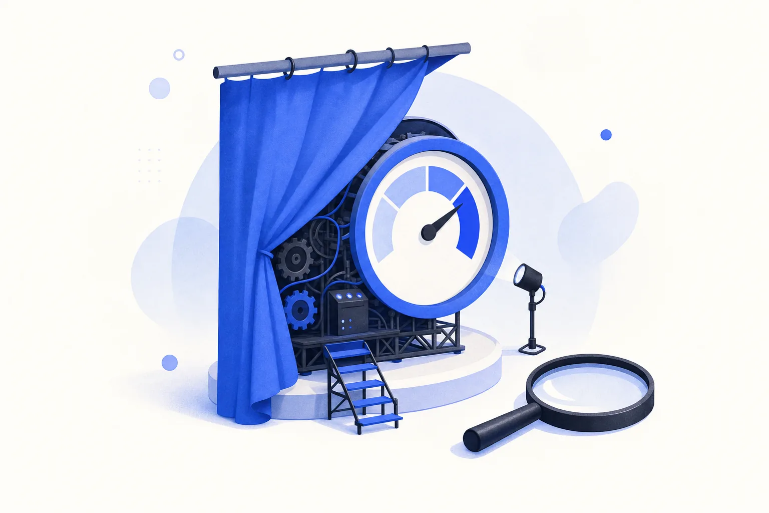 Ilustração editorial em tons de azul representando o artigo: O mapeamento gratuito da Expert: o que acontece depois que você pede