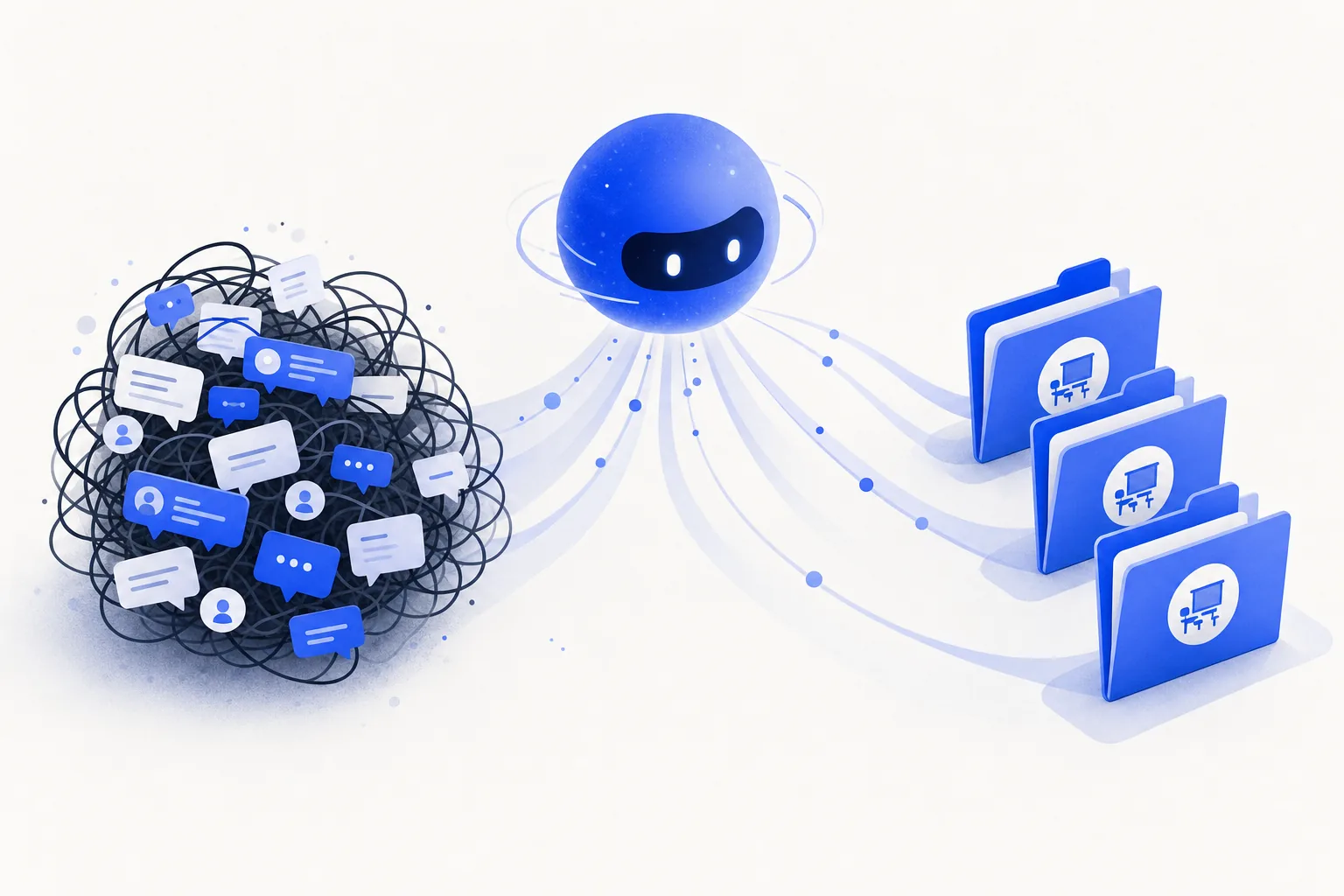 Ilustração editorial em tons de azul representando o artigo: Como organizar a comunicação oficial com os pais sem depender de grupo de WhatsApp