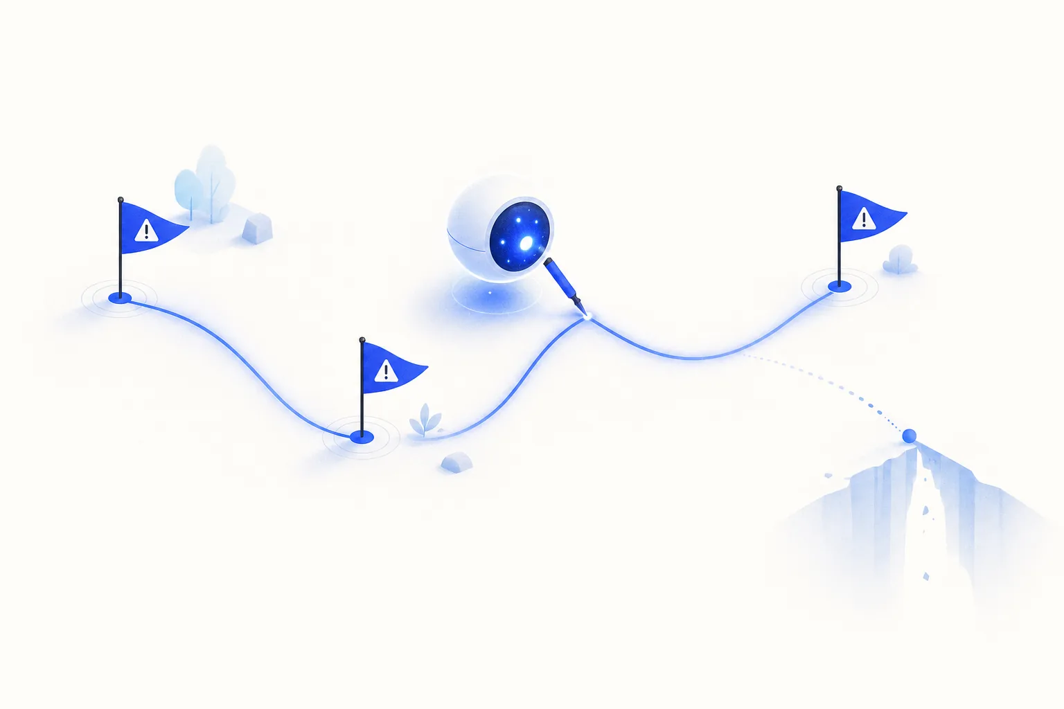 Ilustração editorial em tons de azul representando o artigo: Evasão de aluno: os sinais que aparecem meses antes do cancelamento e que ninguém rastreia