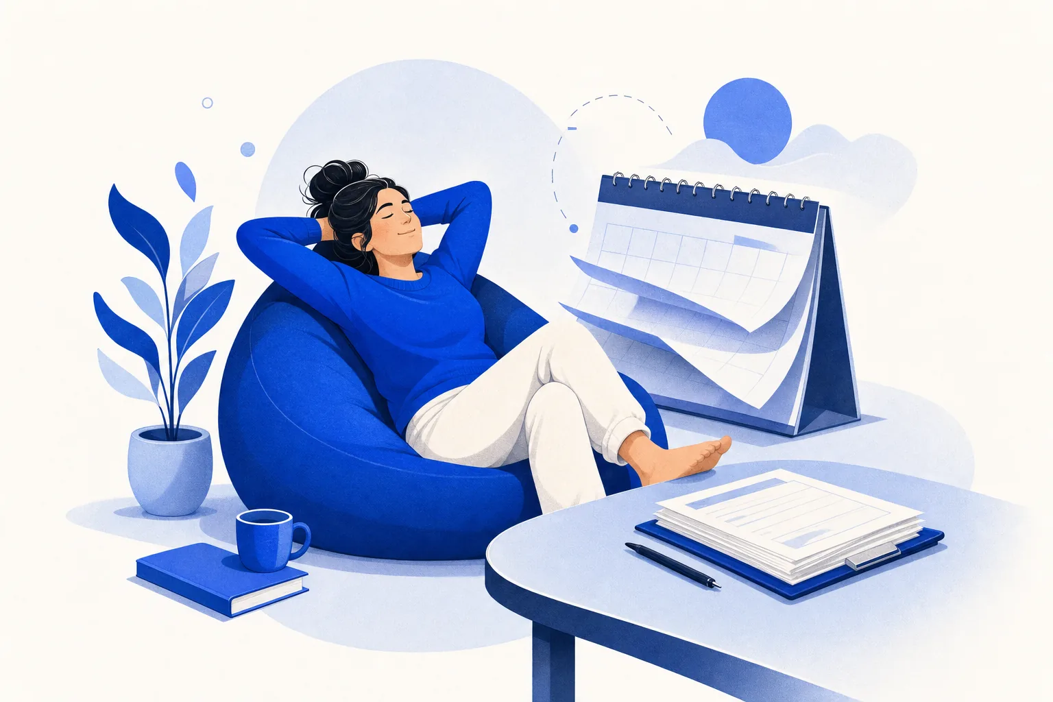 Ilustração editorial em tons de azul representando o artigo: Rematrícula atrasada: por que os pais que a escola mais quer manter demoram mais pra confirmar