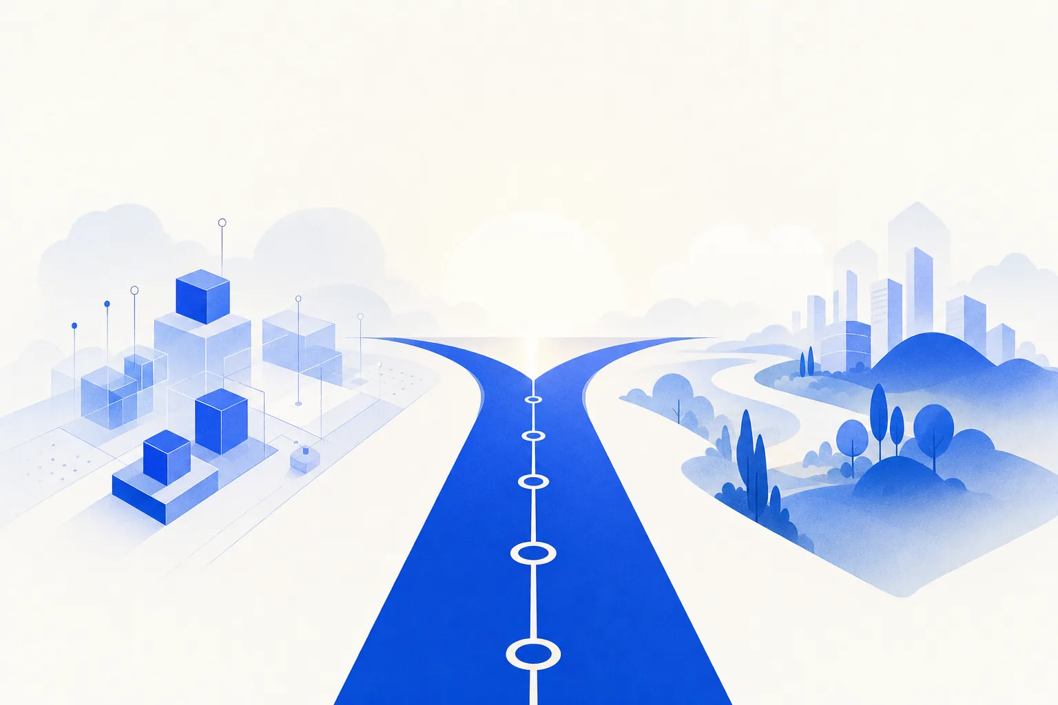 Ilustração editorial em tons de azul representando o artigo: PME brasileira em 2027-2030: o que vai separar quem cresce de quem fecha