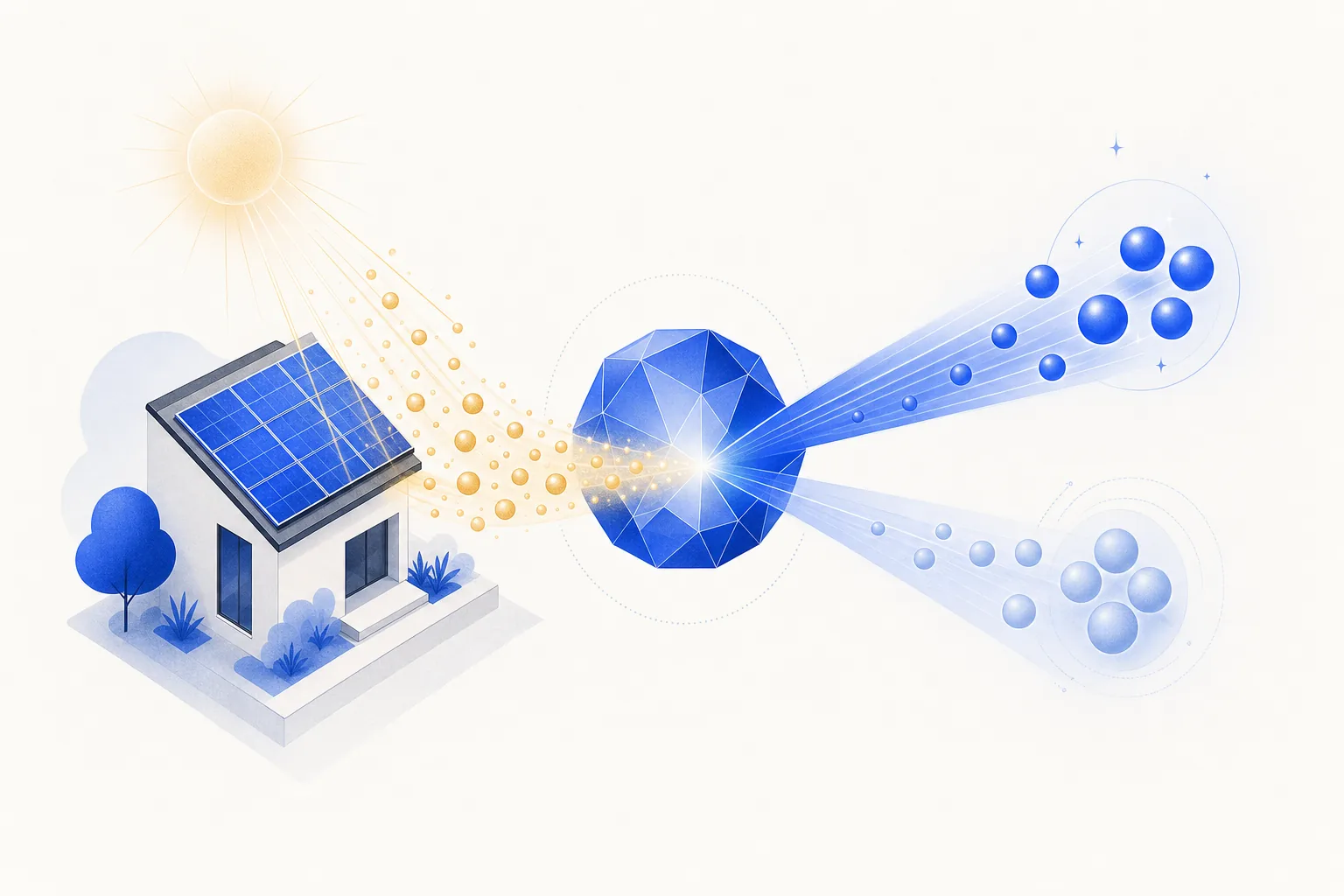 Ilustração editorial em tons de azul representando o artigo: IA para energia solar: qualificar o lead de simulação antes do consultor