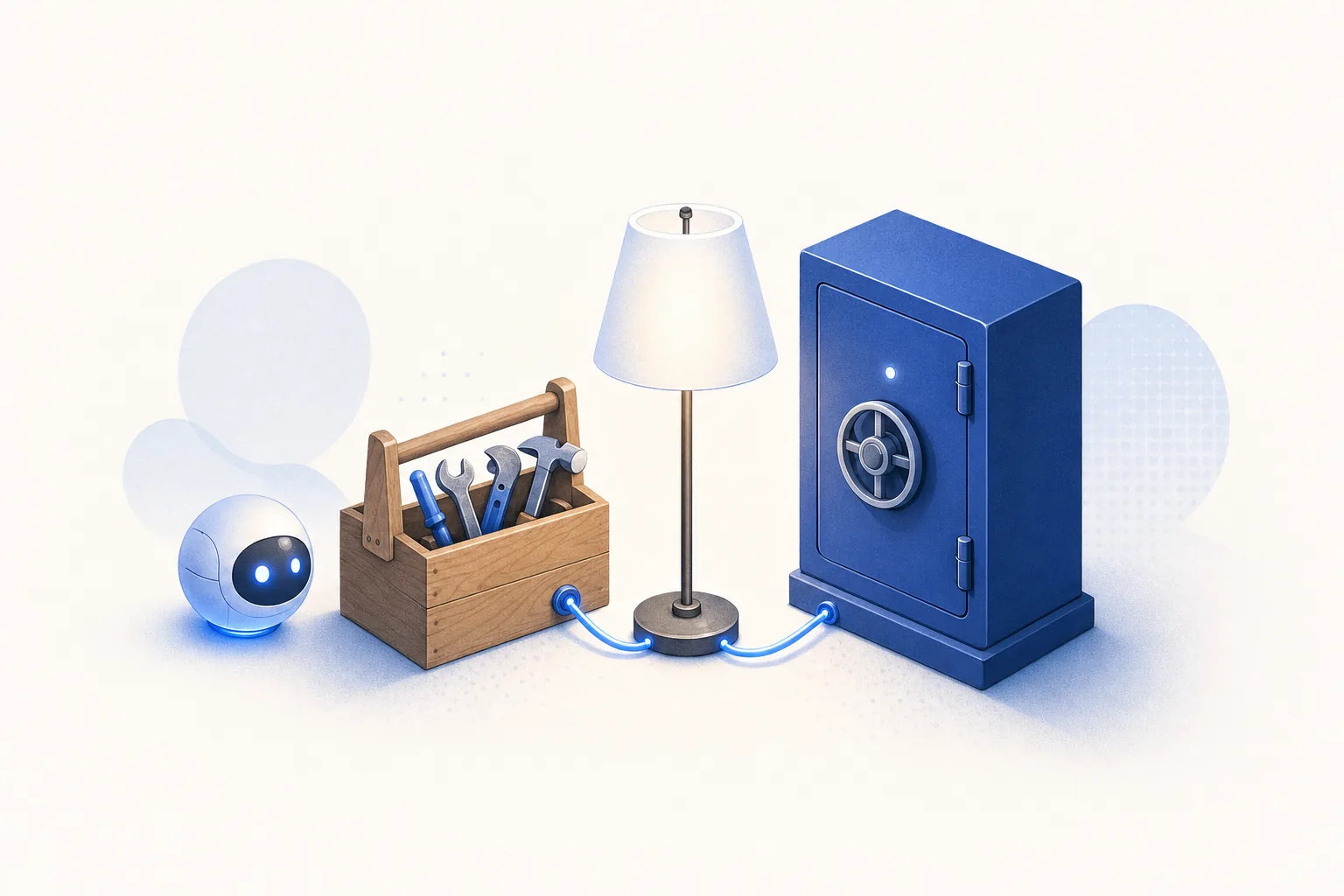 Ilustração editorial em tons de azul representando o artigo: Modelo aberto e barato: quando vale rodar IA fora dos grandes provedores