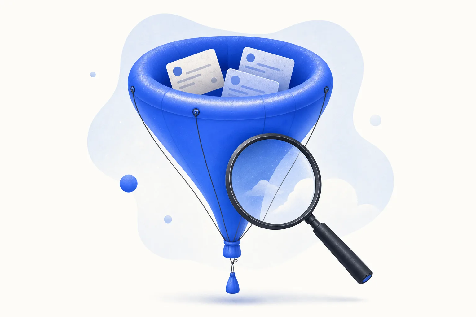 Ilustração editorial em tons de azul representando o artigo: Pipeline mentiroso: os 5 sinais de que seu CRM está inflado