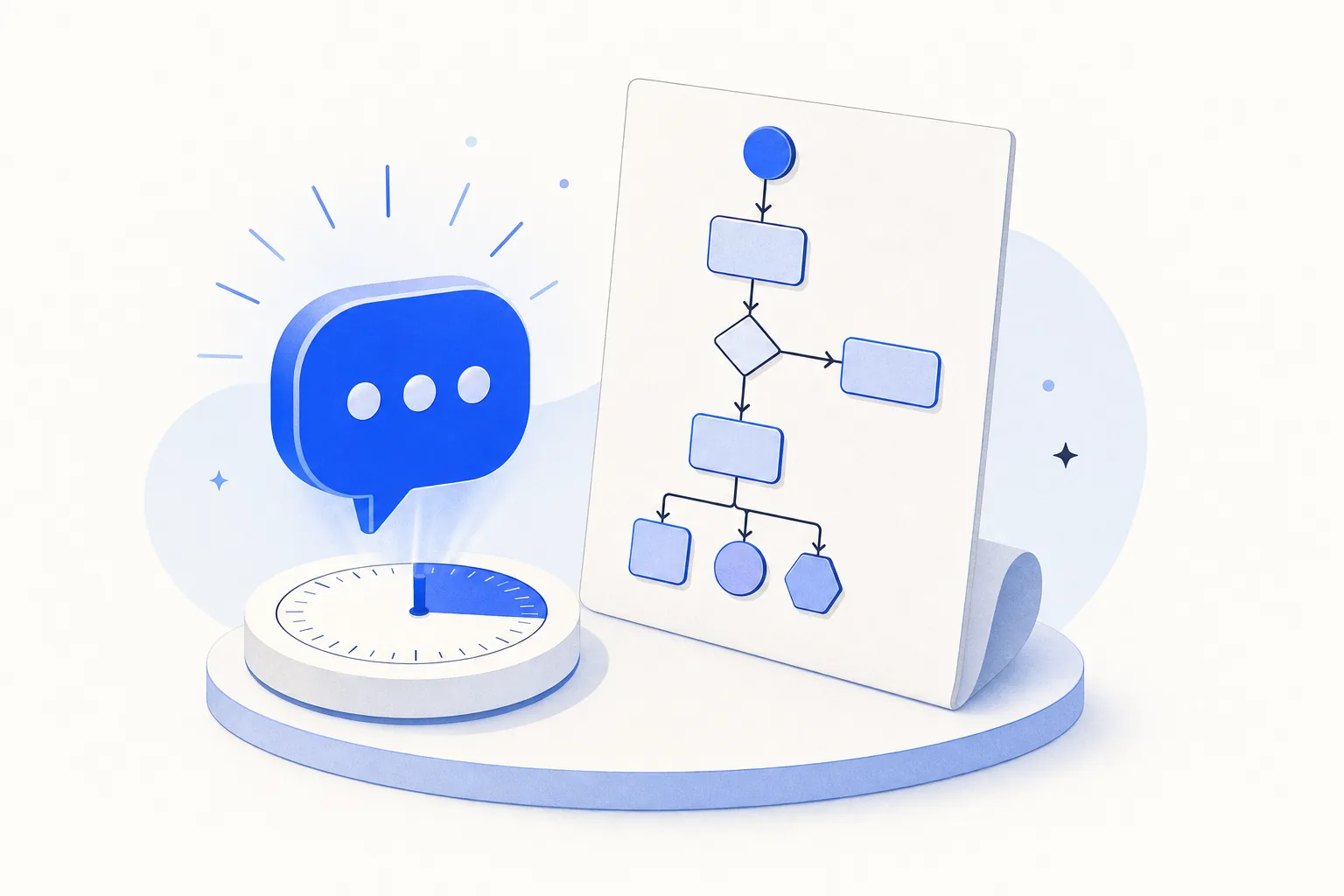 Ilustração editorial em tons de azul representando o artigo: O lead respondeu em 5 min: o que fazer agora (playbook completo)