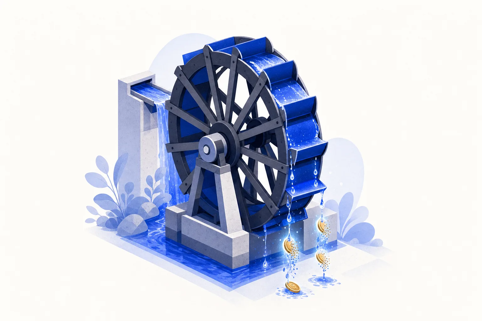 Ilustração editorial em tons de azul representando o artigo: Seu processo comercial funciona. E daí? O custo de oportunidade do "já está bom"