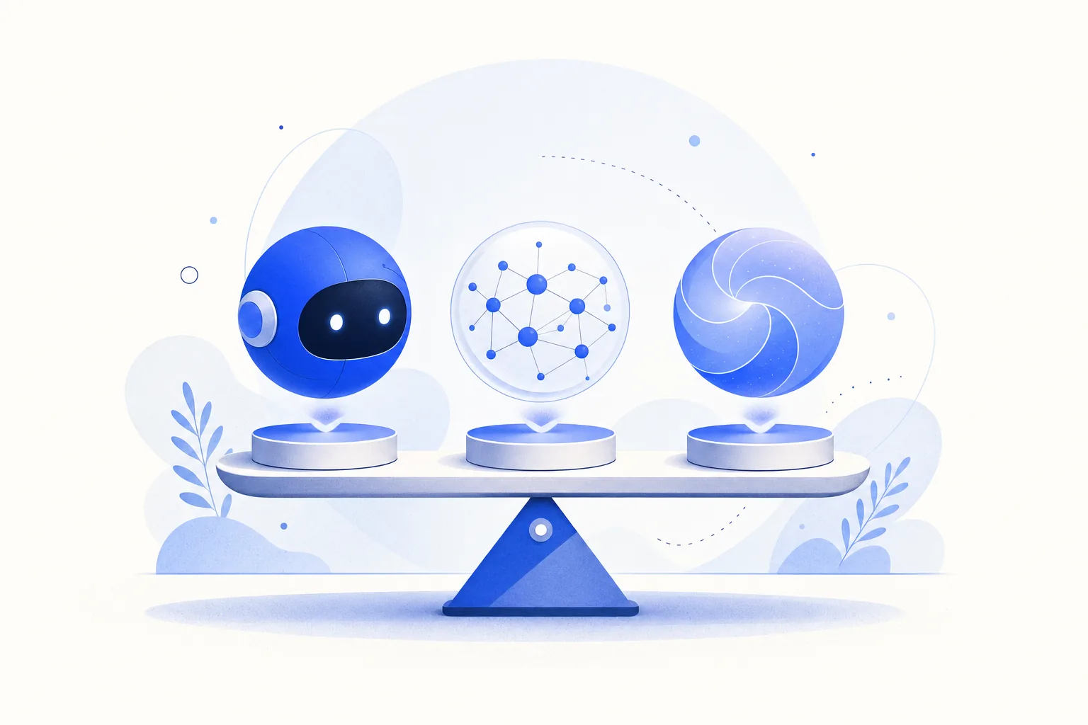 Ilustração editorial em tons de azul representando o artigo: ChatGPT vs Claude vs Gemini pra rotina de empresário PME: qual usar, por contexto